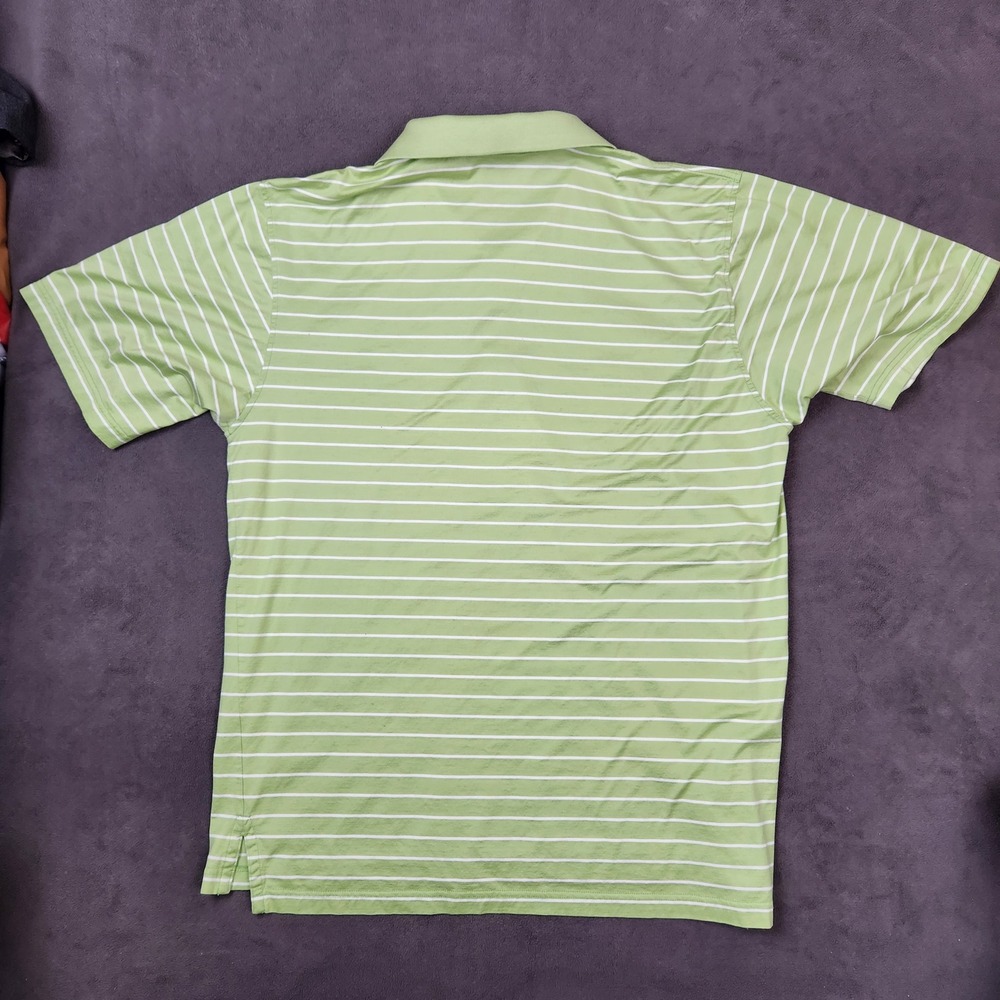 Peter Millar Polo Shirt Mens Large Green White Striped Double Mercerized Cotton